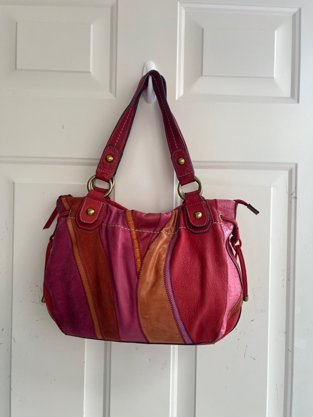 Fossil Multi-Color Leather Patchwork Shoulder Bag - Women